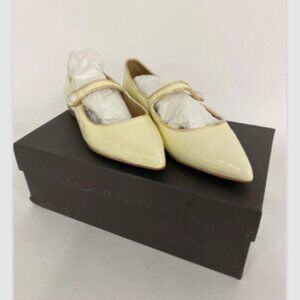 Tuckernuck Pointed Toe Arch Strap Patent Jane Flats Ivory Size 7